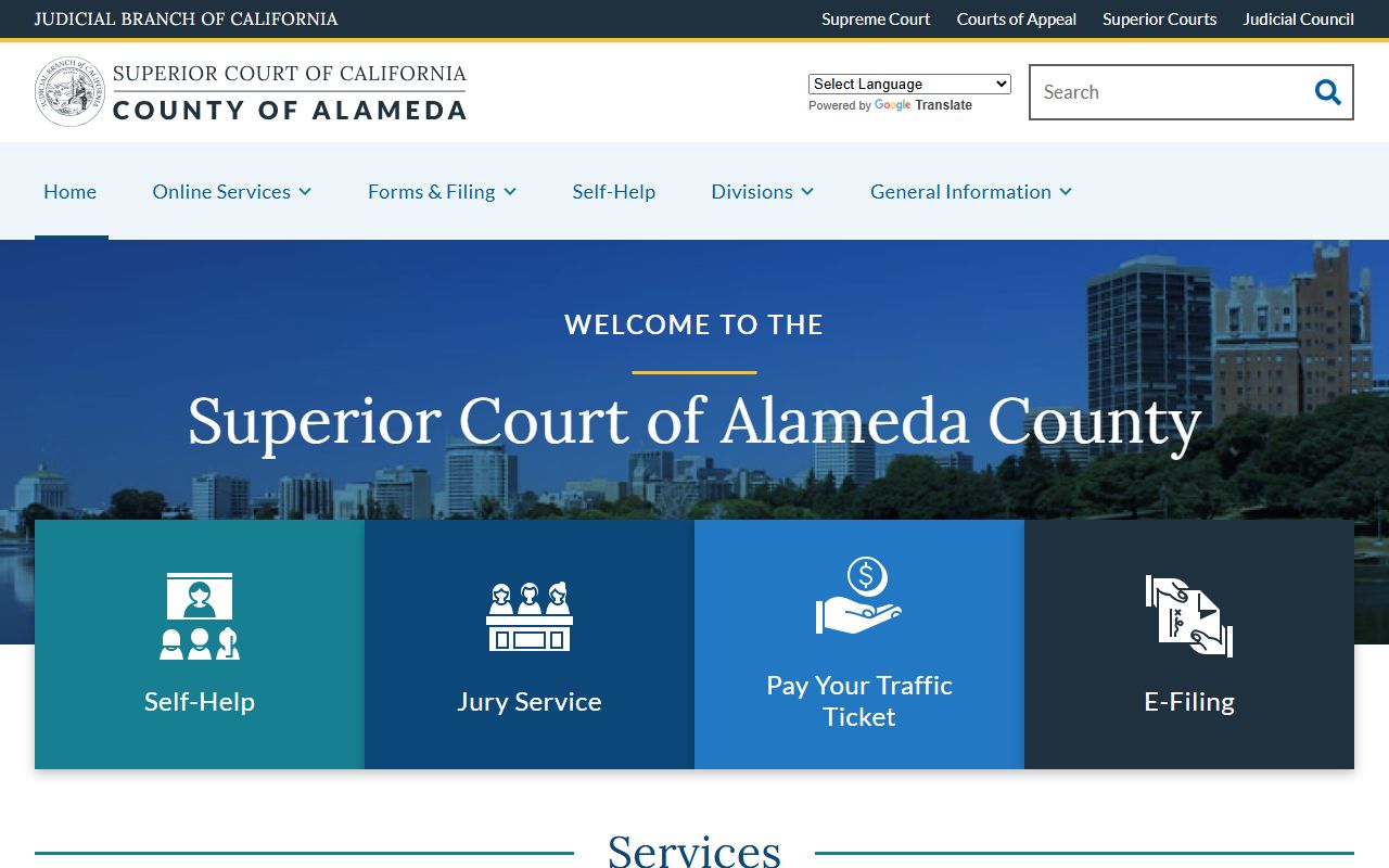 Alameda County Superior Court homepage