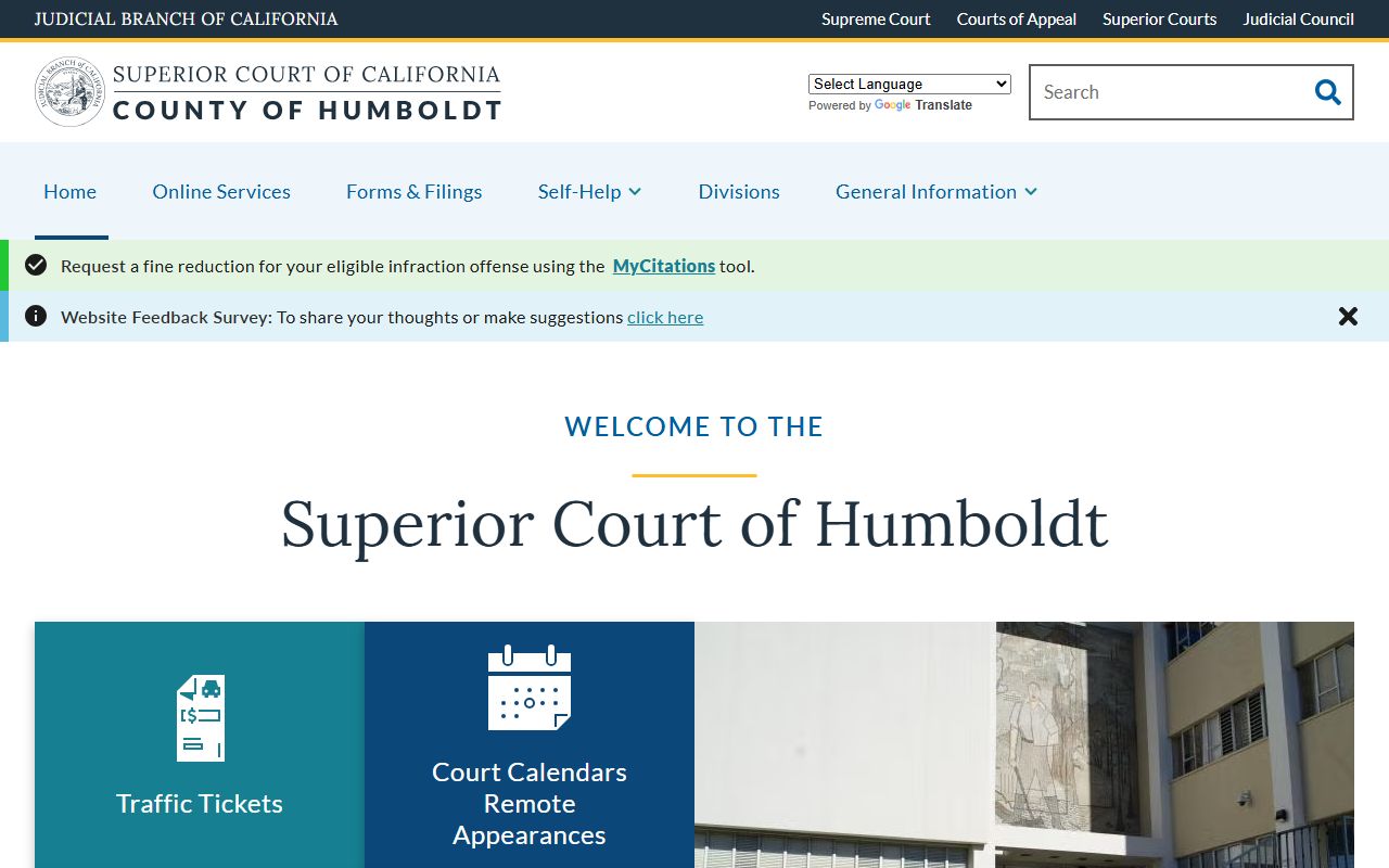 Humboldt County Superior Court website