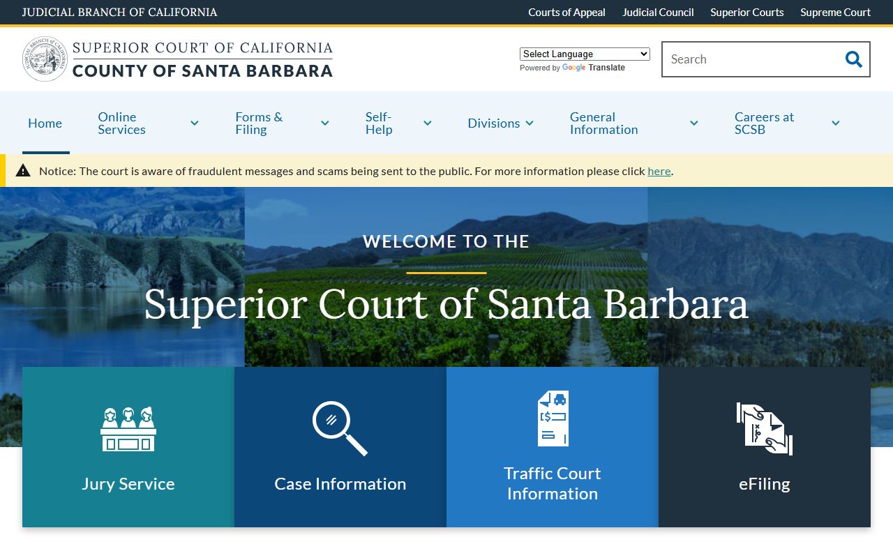 Santa Barbara County Superior Court homepage