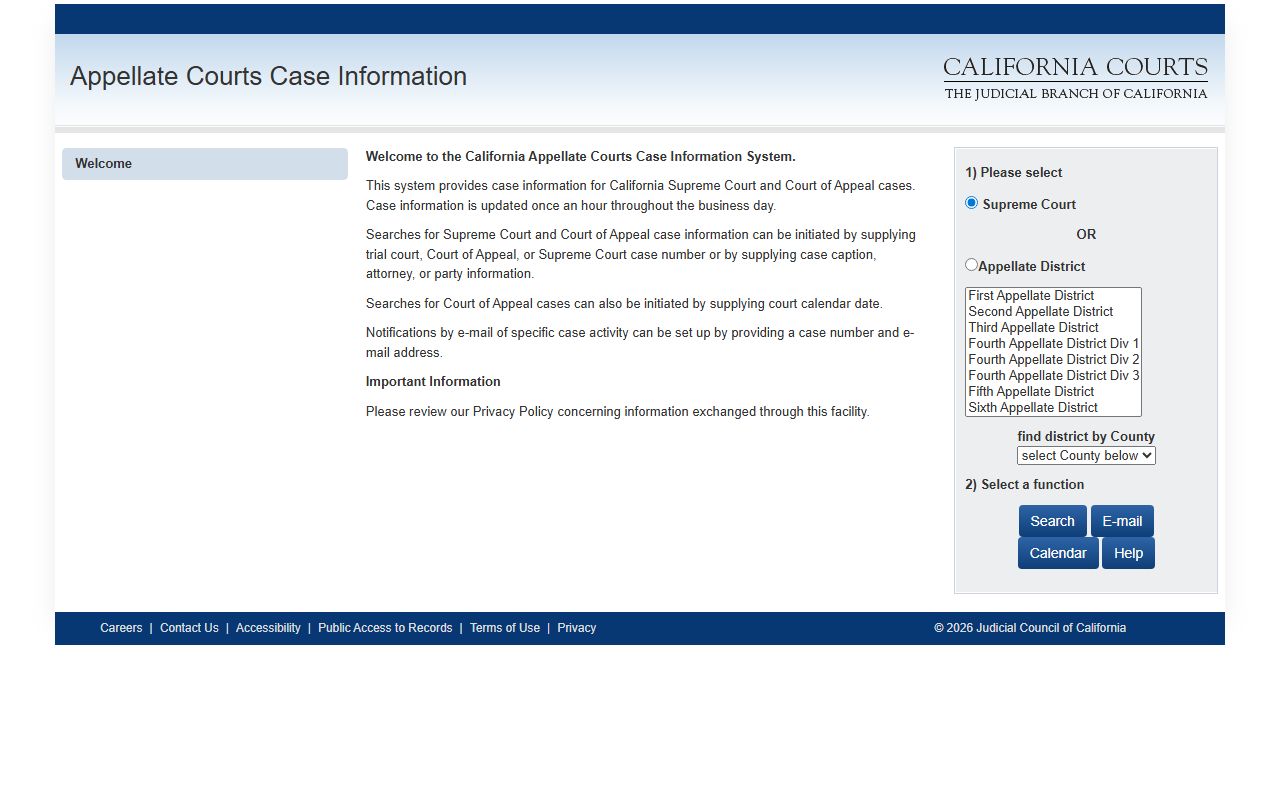 California appellate case search database