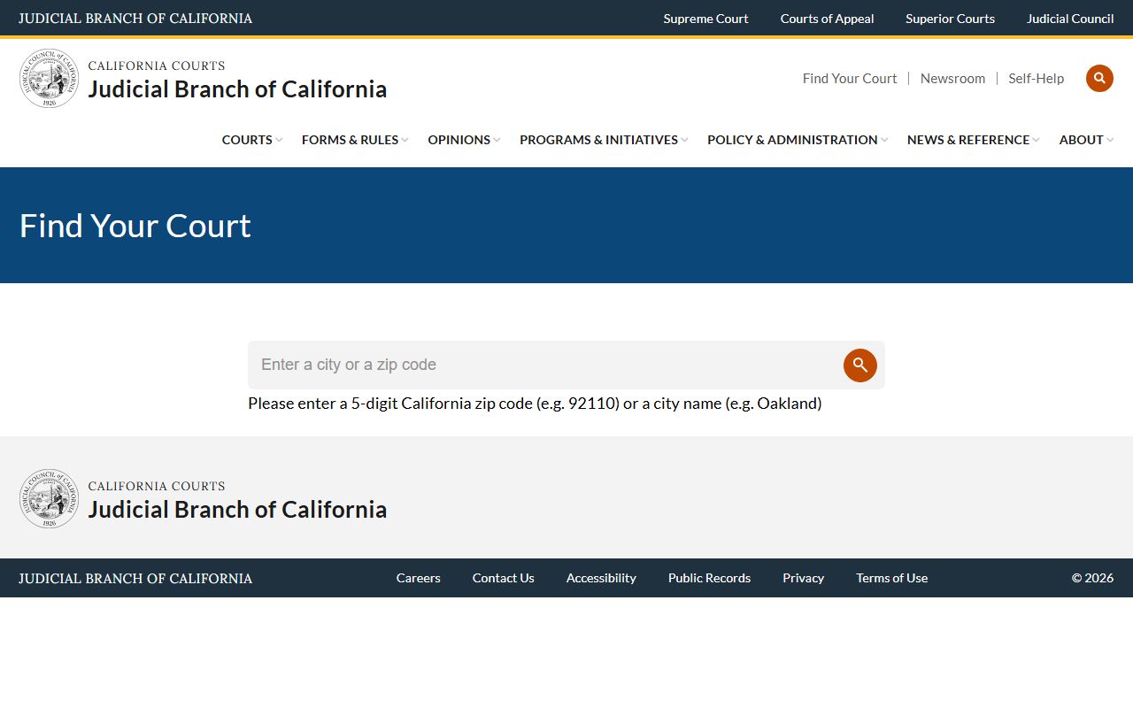 California court locator to find your local courthouse